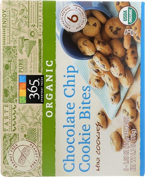 365 EVERYDAY VALUE, ORGANIC CHOCOLATE CHIP COOKIE BITES, 1.05 OUNCE, 6 COUNT