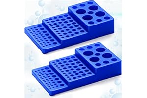 Threehoney Multifunctional Test Tube Vial Rack Trapezoidal Centrifuge Sample Bottles Rack Stackable Vial Holder Blue Tube Holder for 0.2ml-50ml Test Tube (2)