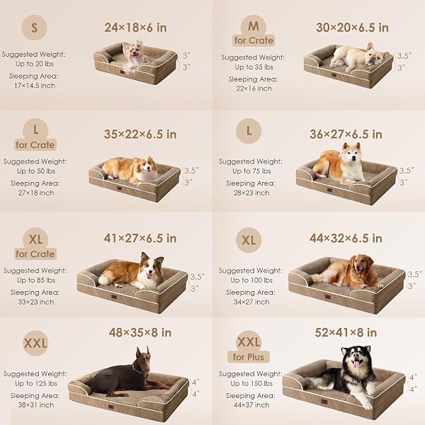 EHEYCIGA ORTHOPEDIC DOG BEDS FOR EXTRA LARGE DOGS, WATERPROOF MEMORY FOAM XL DOG BED WITH SIDES, NON-SLIP BOTTOM AND EGG-CRATE FOAM BIG PET COUCH BED WITH WASHABLE REMOVABLE COVER, CAMEL
