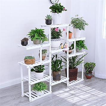 Weiss Mehrstockiger Boden Woody Blumenrahmen Balkon Innenraum Weiss Modern Wohnzimmer Blumen Racks Amazon De Kuche Haushalt