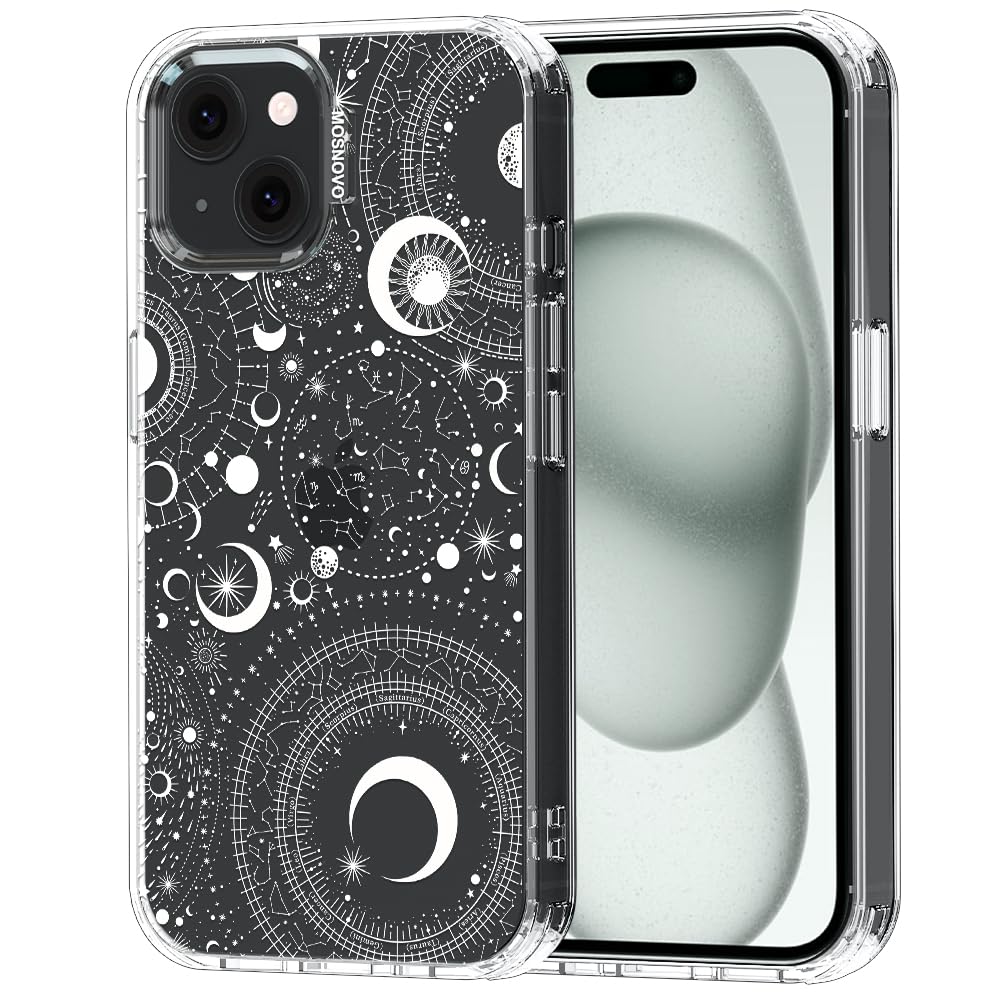 MOSNOVO Case for iPhone 15 Plus / 14 Plus [Buffertech 6.6ft Military-Grade Drop Protection] [Anti Peel Off Tech] Clear TPU Bumper Phone Case - Constellation — image 1