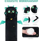 Mewaii 20in Long Cat Plush Pillow Black with Green Eyes Squishy Hug Toy view 2