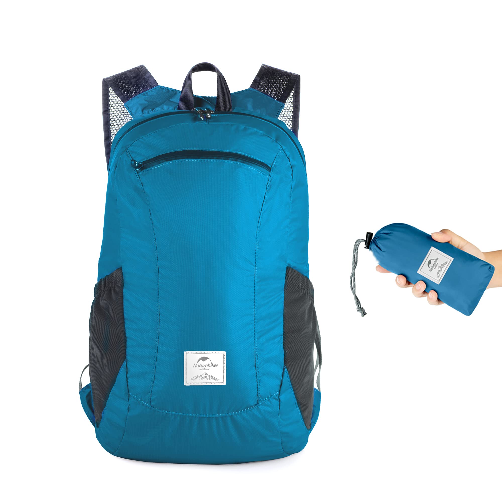Naturehike Ultralight Foldable Waterproof Backpack by 30D Nylon Fabric Dry Bag for Hiking Camping Outdoor Travel Lake Blue