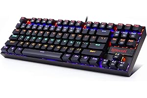 Redragon K552 Mechanical Gaming Keyboard RGB LED Rainbow Backlit Wired Keyboard with Red Switches for Windows Gaming PC (87 K