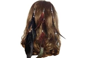 3 Pcs Handmade Boho Feather Clip Comb Hair Extensions - Women Lady Girls Hippie Headdress Hairpin for Hair DIY Accessories