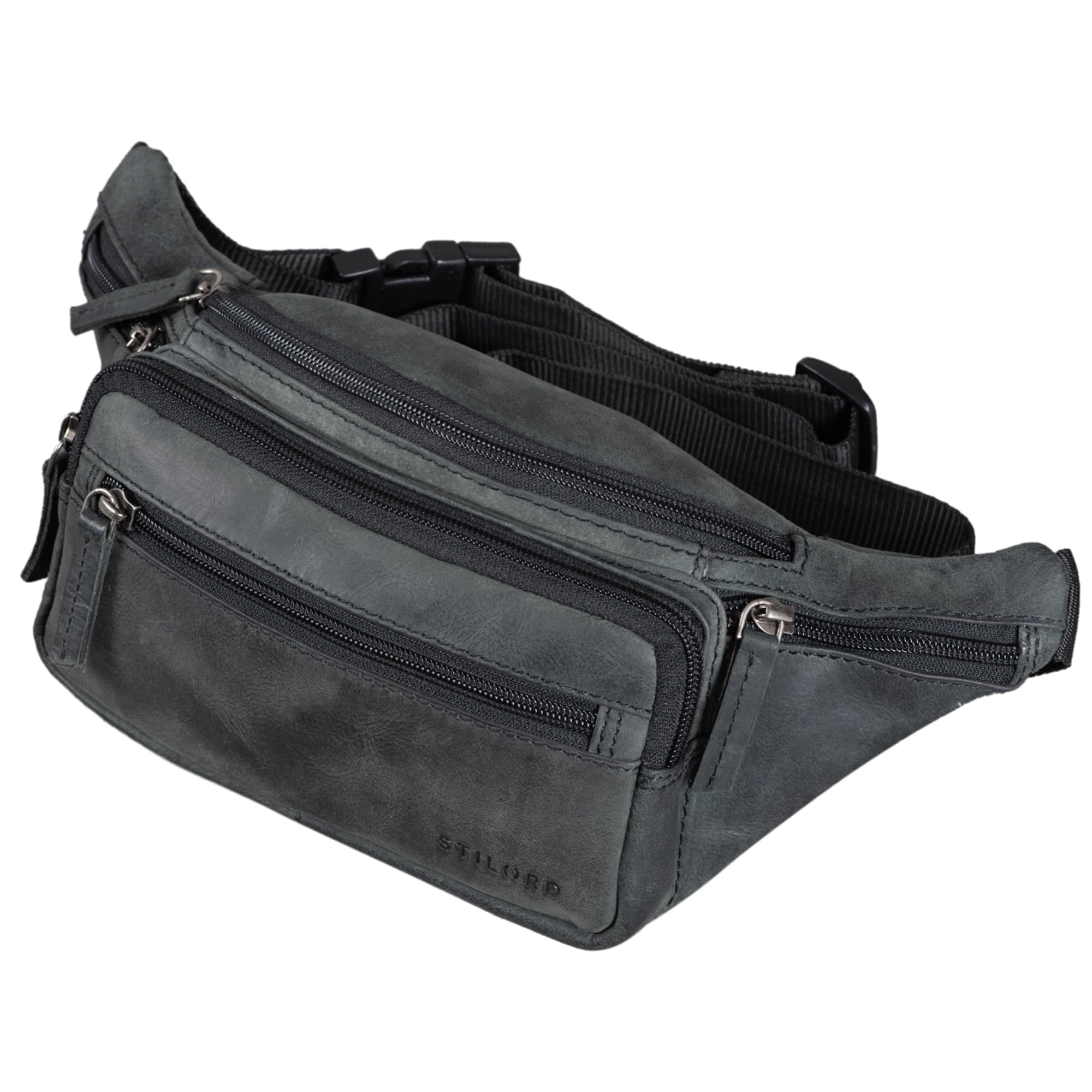 STILORD "Zion" Vintage Pouch Bag Genuine Leather | Waist Belt Bag Fanny Pack or Cross-Body for Men and Women | Fits 7 Inch Mobiles | Travel & Festival Bag Colour:Anthracite