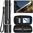 Tactical Flashlight High Lumens, LED Flashlight Rechargeable 20000LM Super Bright Flashlight with Power Display Waterproof Small Flashlight for Camping Emergencies, 6Modes Zoomable Pocket Flashlight