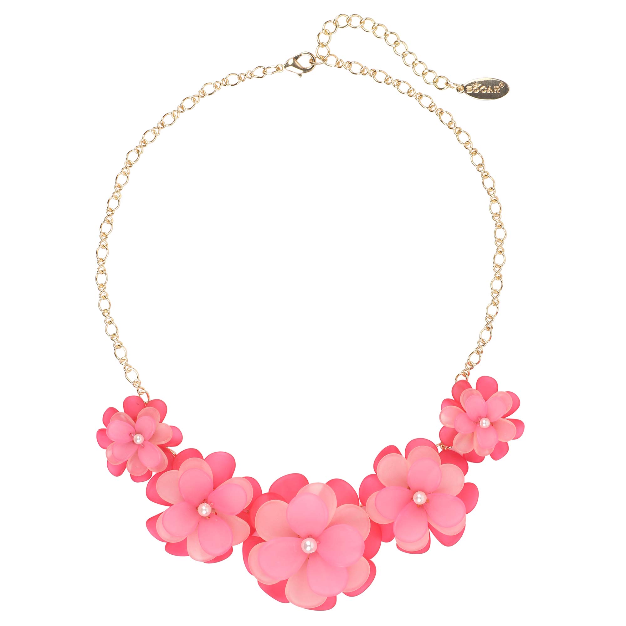 BOCAR Acrylic Pendant Collar Flower Statement Choker Necklace for Women (NK-10241-pink) — image 1