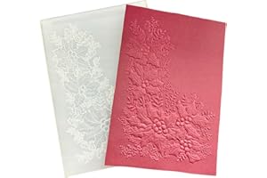 DIYology 3D Xmas Leaves Corner Embossing Folders for Card Making, 3 d Mistletoe Leaves Texture Embossing Folder Template for DIY Paper Crafting Scrapbooking Polymer Clay Decoration