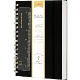 Yoment Dot Grid Spiral Notebook A5 Spiral Bullet Dotted Journal 160 Pages | Thick Dot Paper Notebooks Plastic Hardcover Spiral Notebook 5x7 Wire Bound Notebooks for Work School Office Supplies, Black