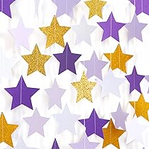 Amazon.com: Purple-Lavender White-Gold Party-Decorations Star ...