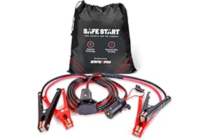 Safe Start Jumper Cable | Heavy Duty Jumper Cables for Trucks, SUV | Self Rescue Car Jump Starter | Quick Connect, Built-in Lights, Portable | Prioritizing Safety | 6 Gauge Wire, 12 Ft.