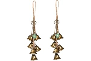 Ausicfen 2 Pieces Witch Bells for Door Knob for Protection Witch Wind Chimes Door Hanger Hanging Witch Bells Magic Witchcraft Wicca Supplies for Home Protection(Alloy Vintage Bell)