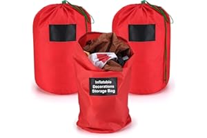 Bulyoou 3 Pcs 21 x 12 Inch Christmas Inflatable Decorations Storage Bag with Blackboard Drawstring Waterproof Christmas Storage Containers for Holiday Xmas Ornaments Accessories Gift Organizer(Red)
