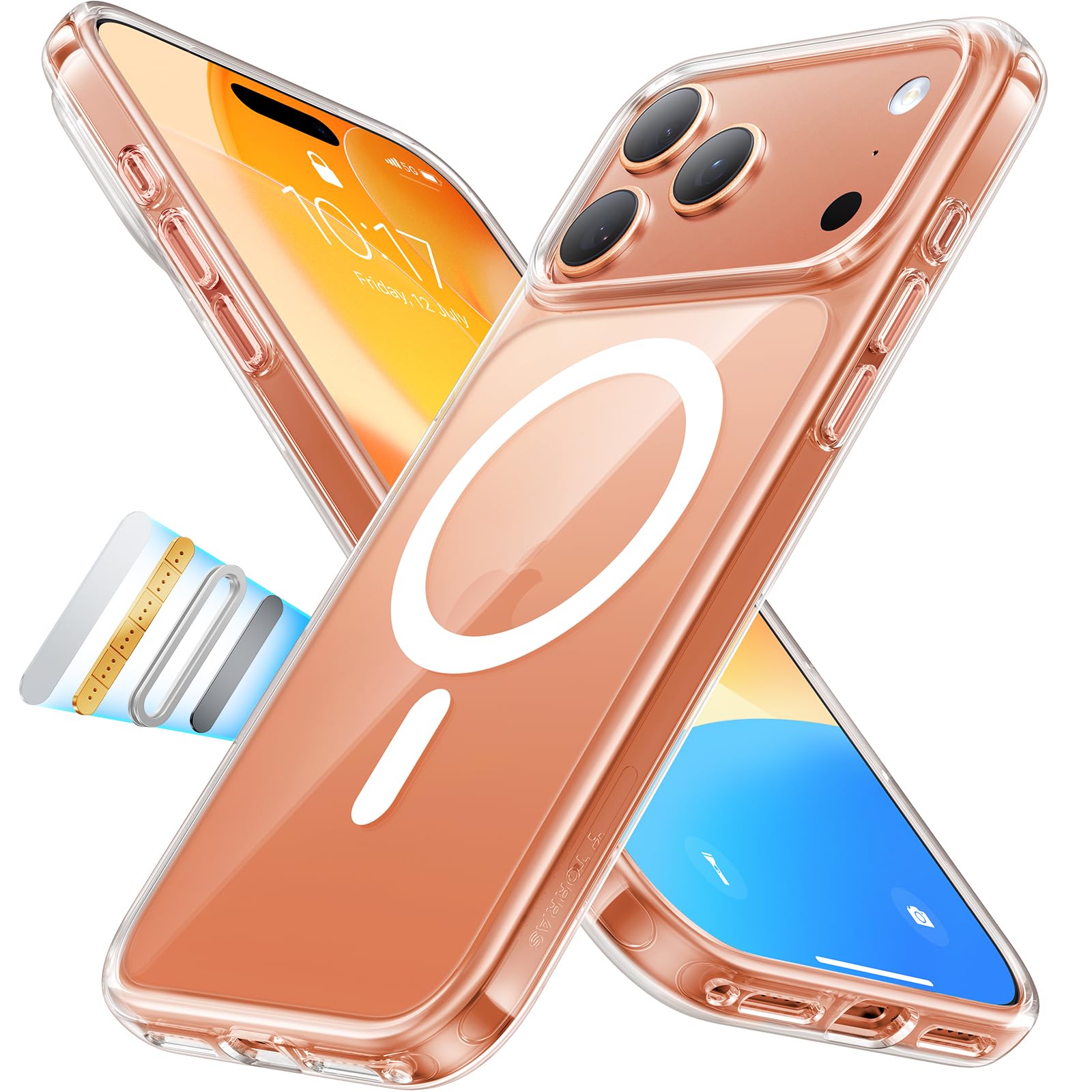 Photo 1 of TORRAS Stronger Magnetic & Anti-Yellowing for iPhone 17 Pro Max Case Clear, Fit for MagSafe, Military Grade Drop Protection, Camera Control, DIY Button, Slim for iPhone 17 Pro Max Case Diamond Clear