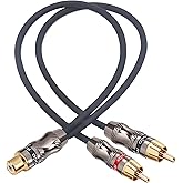Devinal RCA/Phono Splitter Cable RCA Female to Dual Male Gold Plated Adapter, Stereo Audio Y-Cable Heavy Duty (1 Female to 2 Male) 10" (25 cm)