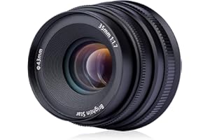 Brightin Star 35mm F1.7 Wide-Angle Manual Focus Prime Lens for Panasonic Olympus Micro 4/3 Mirrorless Cameras, MFT APS-C Large Aperture, Fit for LUMIX G7, G7KS, GX85, GX9, G95, GH5, GH6, G100, G9