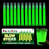 Party City Green Glow Sticks Bulk Pack 6”- 12pk Glow in the Dark Sticks for Kids, Waterproof Camping Survival Ultra Bright Emergency Light Stick with String, Neon Glowsticks Party Supplies Favors