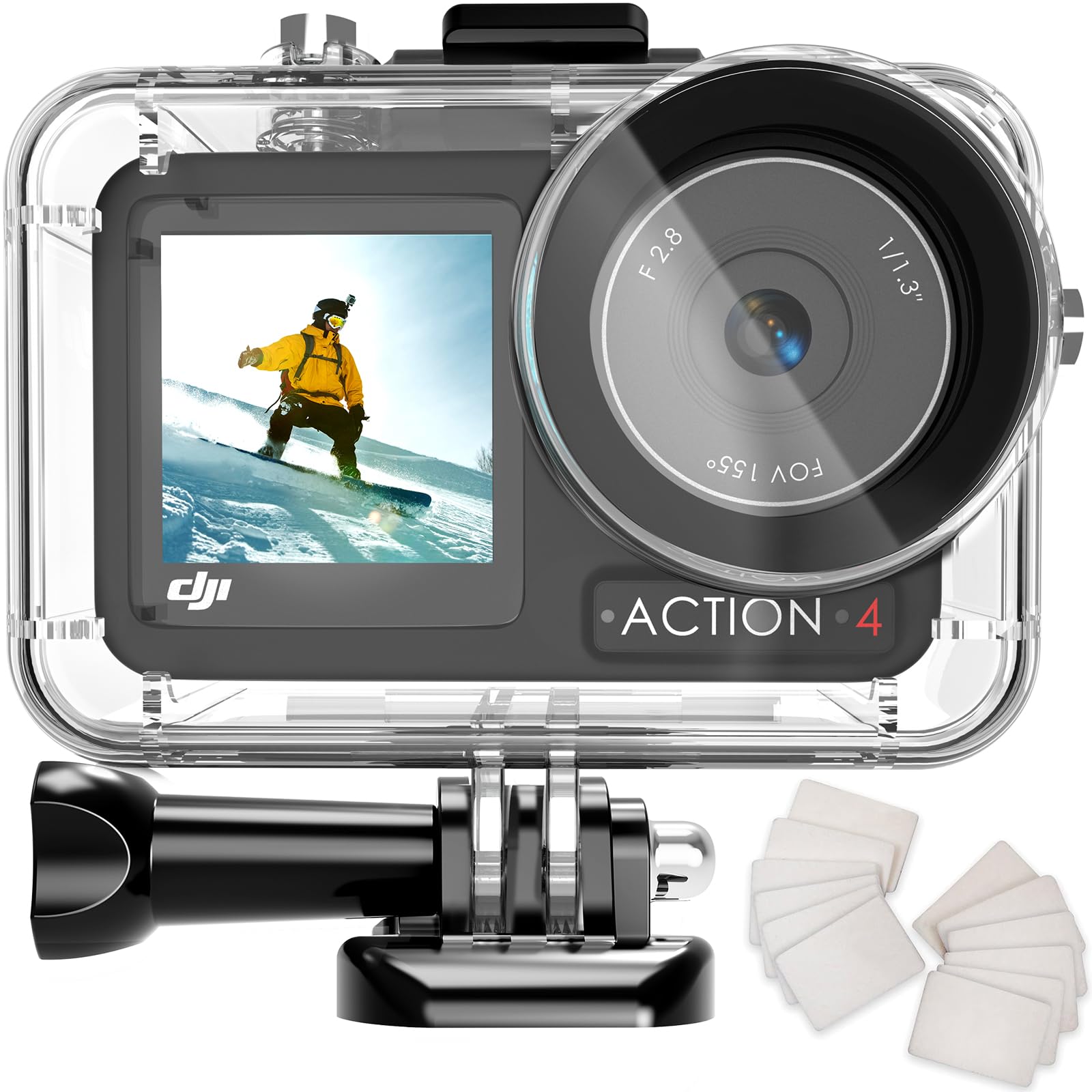 HONGDAK Waterproof Case for DJI Osmo Action 4 Action 3 Action with Anti-Fog Underwater Housing Protective Underwater Housing Case with Mount Accessories