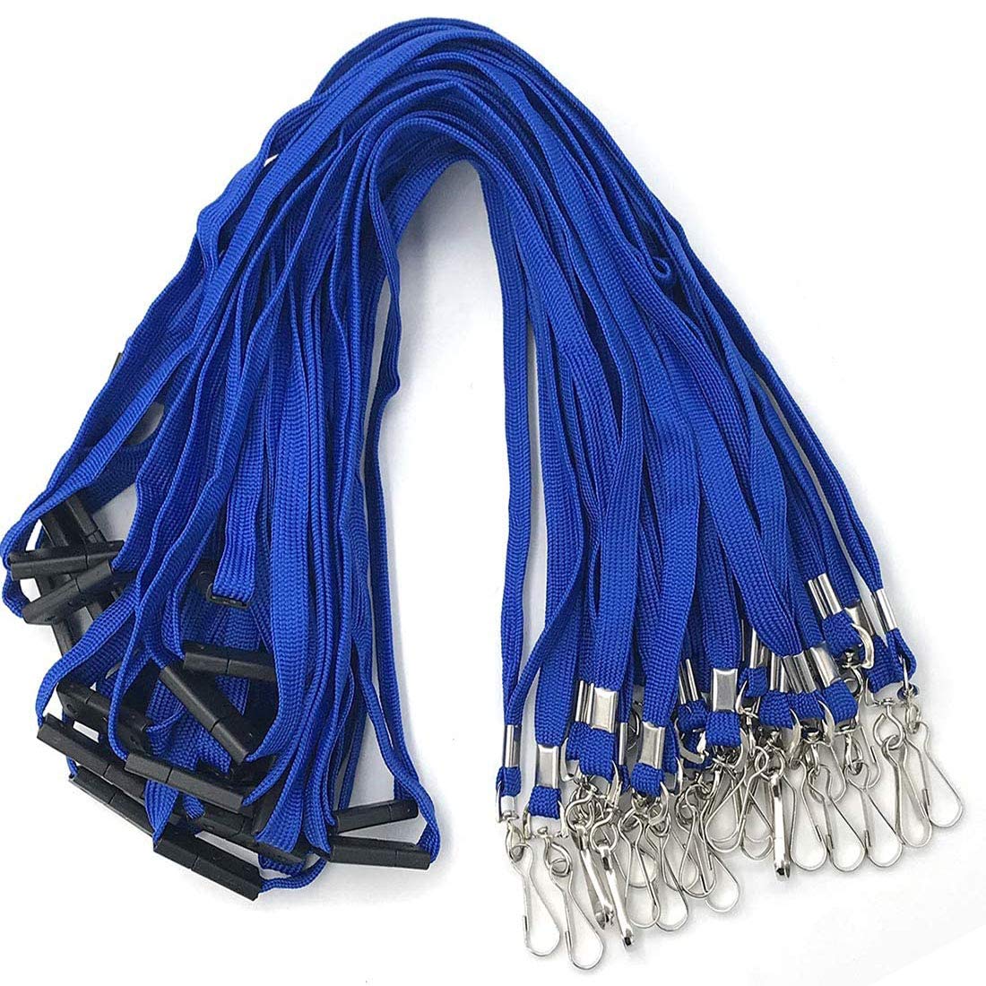 Bird Fiy Lanyards Blue Lanyards Neck Flat Premium Breakaway Badge Lanyard with J-Hook for ID Nametag Badge Holder (Blue, 25 PCS)