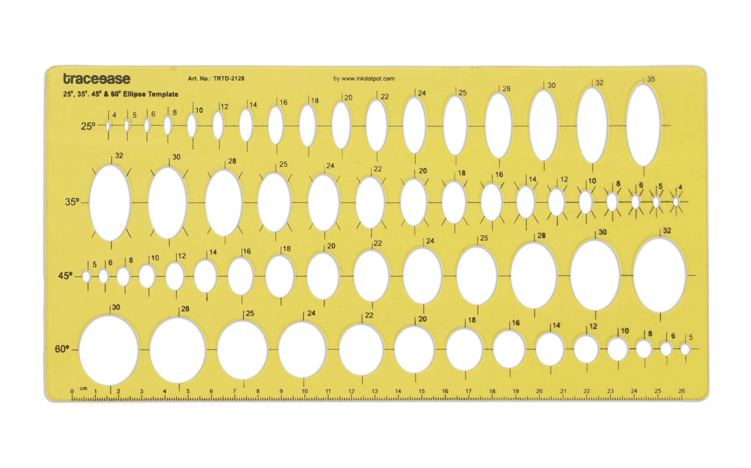 Traceease Geometric Drafting Ellipse Template Drawing Stencil, Designing Template Measuring Ruler