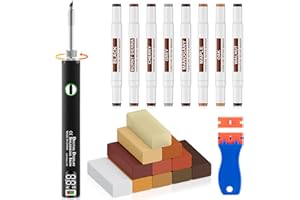 A-HEYIDA Vinyl Floor Repair Kit with Upgraded Heat Pen - 11 Colors Hardwood Wax 8 Colors Dual Tip Furniture Touch Up Markers, Laminate Flooring Scratch Repair Kit Covers Wooden Scratches, Cracks, Holes