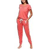 U.S. Polo Assn. Womens Pajama Set with Pockets - Short Sleeve Shirt and Pajama Pants Pj Set