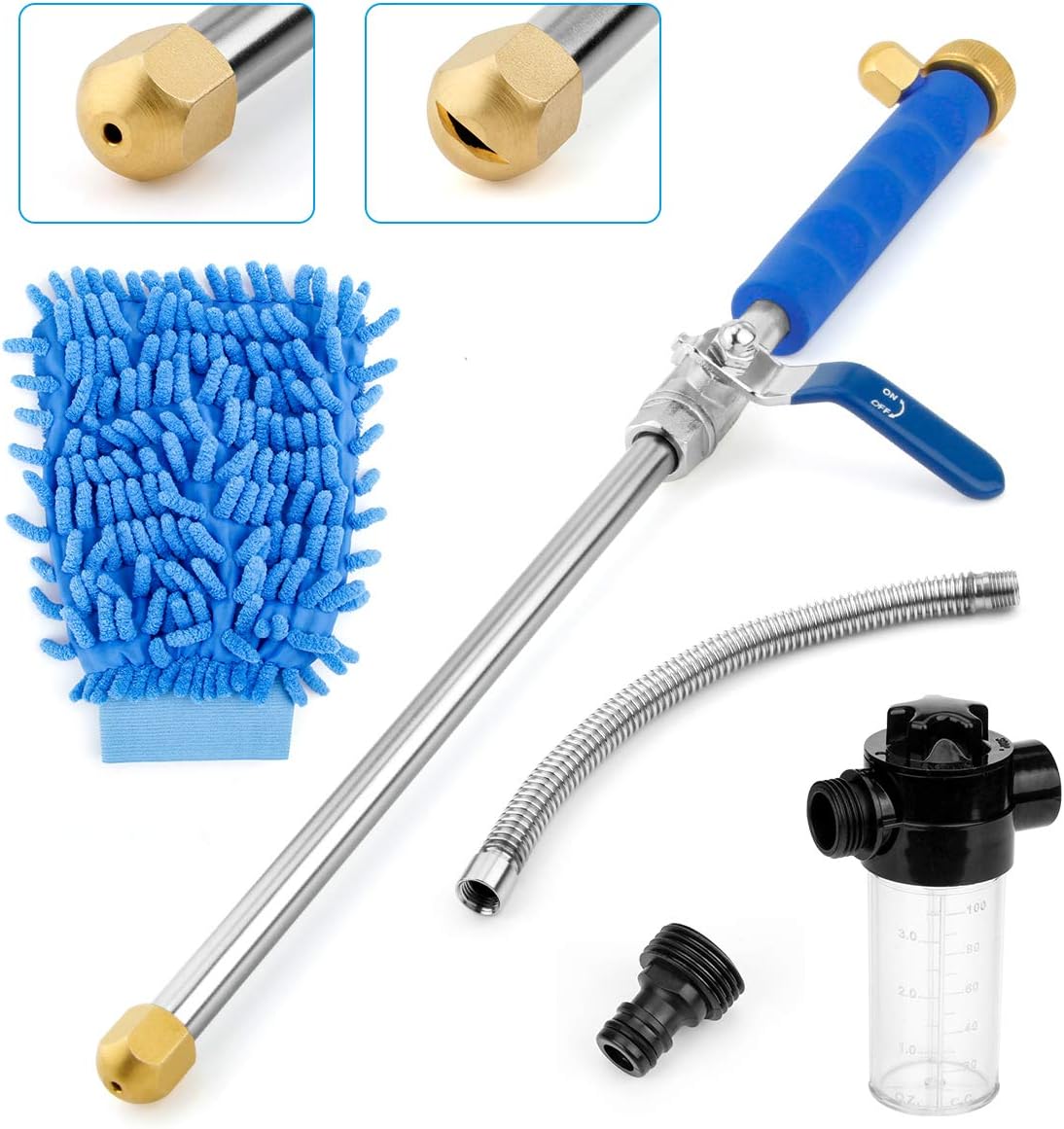 Jet Car Washer, Magic Pressure Power Hose Nozzle Washer Wand Flexible Water Hose Nozzle Sprayer Car Home Garden Window Washing Extendable Spray Wand