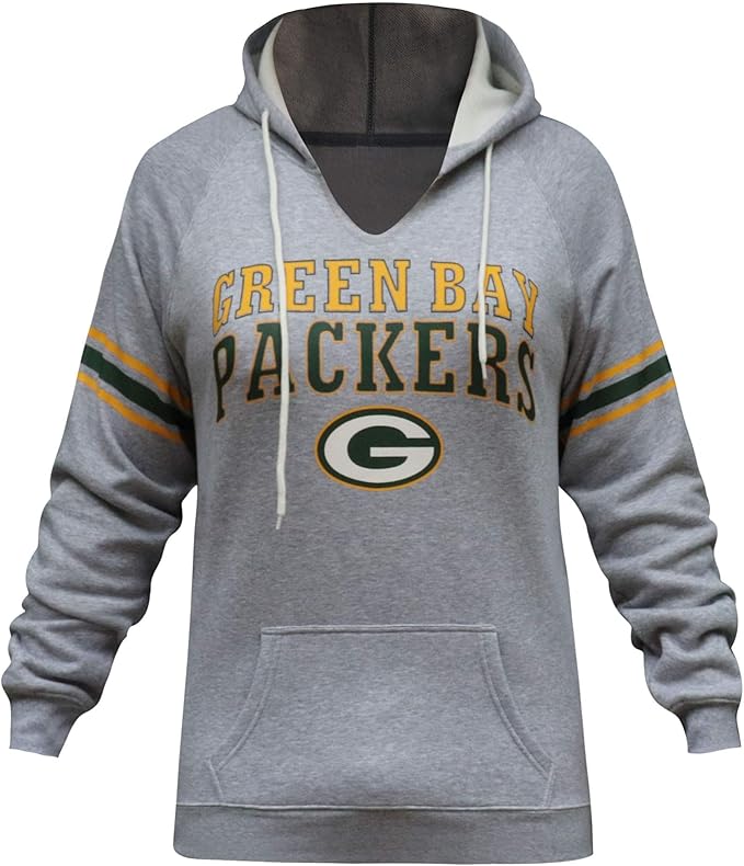 iRotYi Womens Sporty V Neck Football Sweatshirt Pullover Packers Hoodies - Grey at Amazon Women 