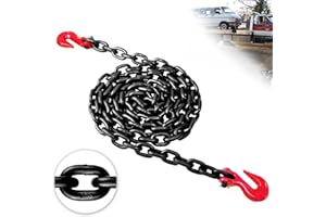 TKK G80 Transport Binder Chain 3/8 Inch x 20 Foot | 7,100 lbs Safe Working Load | Heavy Duty Tow Chain with Clevis Grab Hooks | Ideal for Towing, Tie-Down, and Lifting Applications
