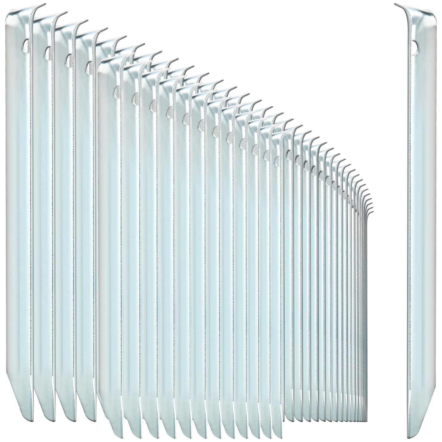 COM-FOUR® 48x tent pegs made of steel - semi-circular, robust ground pegs for camping and outdoors - ideal for normal ground