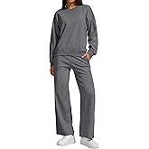 Women’s 2-Piece Oversized Sweatshirt and Jogger Sweatpants Tracksuit Set - Cozy Fall/Winter Casual Outfit with Pockets