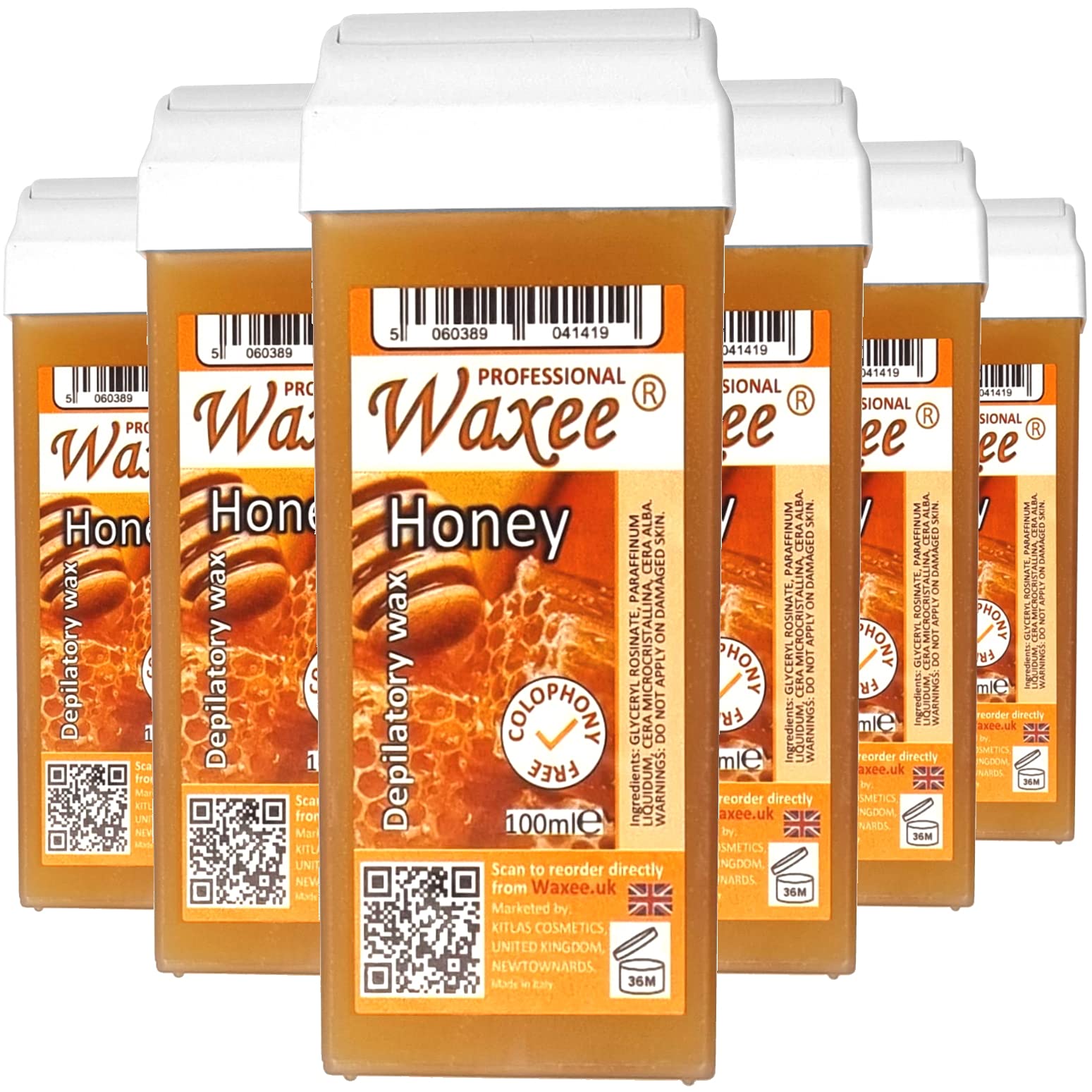 Roll on wax cartridge 100ml roller Natural HONEY- WAXEE (6 x 100ml roll-on wax cartridge)