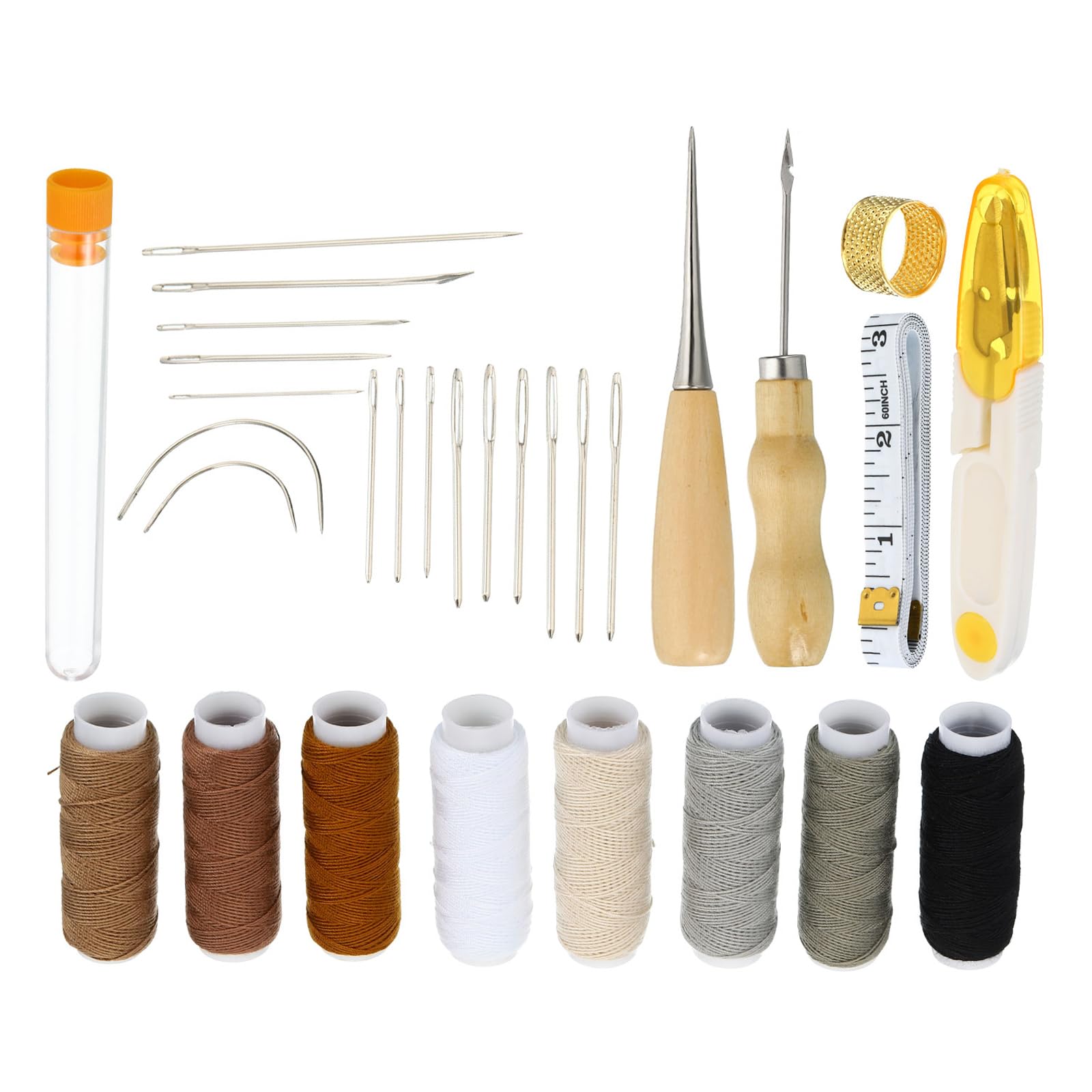 PATIKIL Bookbinding Kit, 30 Pieces Bookbinding Supplies Hand Book Binding Tool with Sewing Thread Awl Large-Eye Needles Thread Clipper