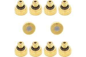 ZXUEZHENG 10Pcs Brass Misting Nozzle - 0.012" Orifice (0.3mm) Dia 10/24 UNC Replacement Heads for Outdoor Cooling System (0.3mm)