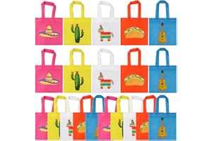 FHZYTG 20 Pcs Fiesta Cinco de Mayo Goodie Treat Bags, Fiesta Treat Candy Goodie Gift Nonwoven Bags Reusable for Fiesta Themed Baby Shower Bachelorette Party Favor Mexican Theme Party Decorations, 8 by 8