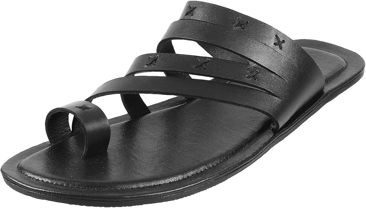 Amazon.com | Mochi Men's Black Leather Outdoor Sandals-5 UK (39 EU) (16-12) | Sandals