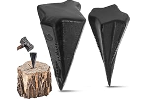 Otoolling 2 Pcs 4 & 5 Lbs Wood Splitting Wedges Manual Log Splitter Wedge 4-direction Diamond Design Forged Steel Tool for Easy Wood Splitting Splits Firewood into 4 Pieces Less Effort
