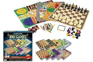 Merchant Ambassador: Classic Games, 100 Games, Enjoy 100 Different Games, Includes 5 Double-Sided Playing Boards, Fun for Children and Adults, For Ages 3 and up