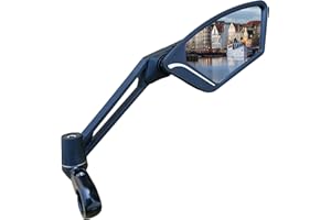 MEACHOW New Scratch Resistant Glass Lens,Handlebar Bike Mirror, Adjustable Safe Rearview Mirror, Bicycle Mirror,ME-003
