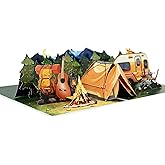 iGifts And Cards Night Camping 3D Pop-Up Card – Campfire, Tent, Vintage Camper Scene – Outdoor Adventure Greeting for Hikers, RV Owners, Nature Lovers, Retirement & Birthday – 6 x 8 Handmade Keepsake