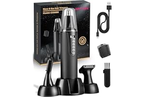 AREYZIN Nose Hair Trimmer for Men and Women Professional USB Rechargeable Nose Trimmer Nose Hair Clippers Eyebrow Facial Hair Trimmer Body Grooming Kit IPX7 Waterproof Dual Edge Blades, Black
