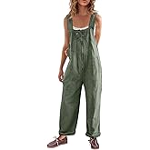 Cicy Bell Womens Casual Denim Bib Overalls Wide Leg Sleeveless Zipper Loose Jean Pants Jumpsuits with Pockets