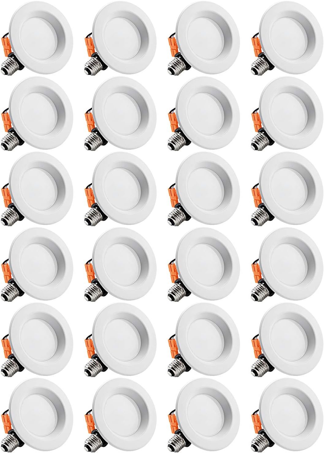 TORCHSTAR 24-Pack 4 Inch LED Recessed Lighting with Smooth Trim, Dimmable Retrofit Recessed Downlight with LED Driver, 10W (65W Equiv.), CRI 90, ETL Listed, 700lm, 2700K Soft White, Wet Location