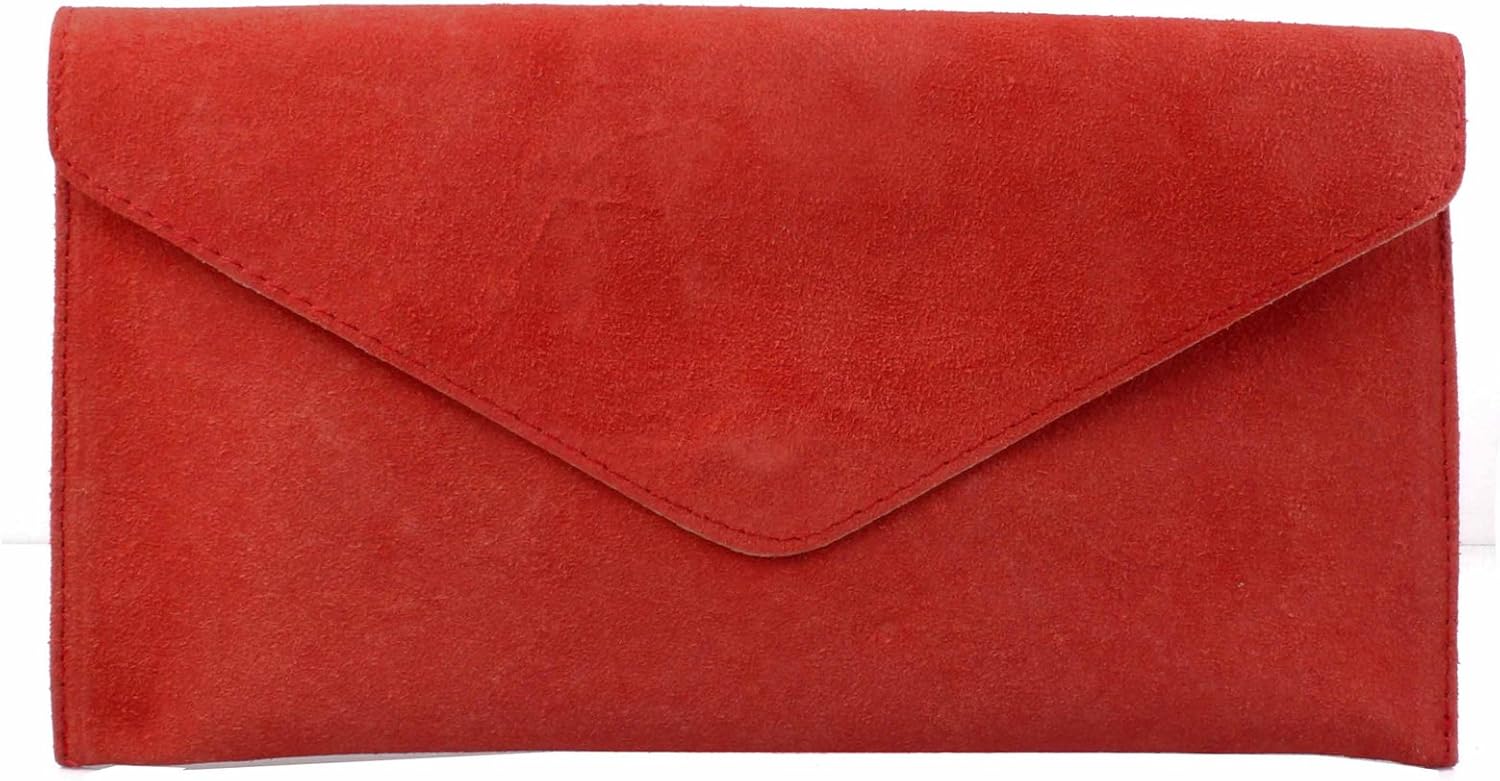 red suede clutch