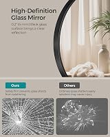 SONGMICS Round Mirror 76 cm Diameter Black Metal Frame view 3