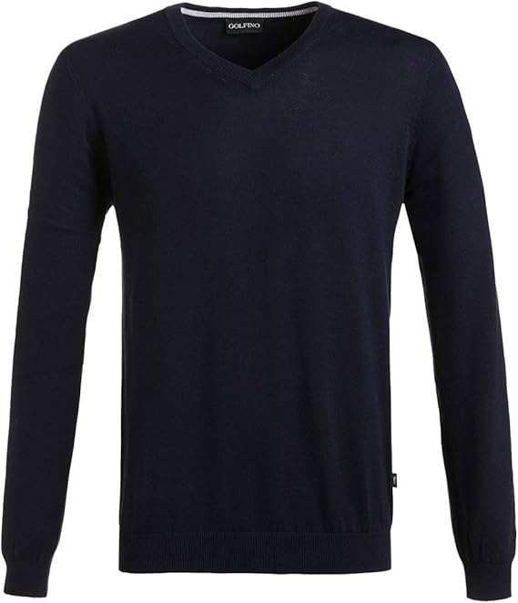 GOLFINO Super Soft Cotton Pima V -Neck Sweater, Mens - Navy at Amazon Menâs Clothing store
