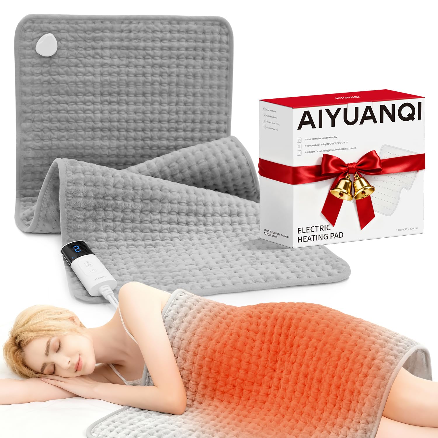Photo 1 of AIYUANQI Electric Heat Pads, 40X20'' XXXL Extra Large Heating Pad for Full Body, 9 Heat 4 Timers Setting, Menstrual Cramps and Neck Shoulder Back Pain Relief, Washable, Home Spring Deals