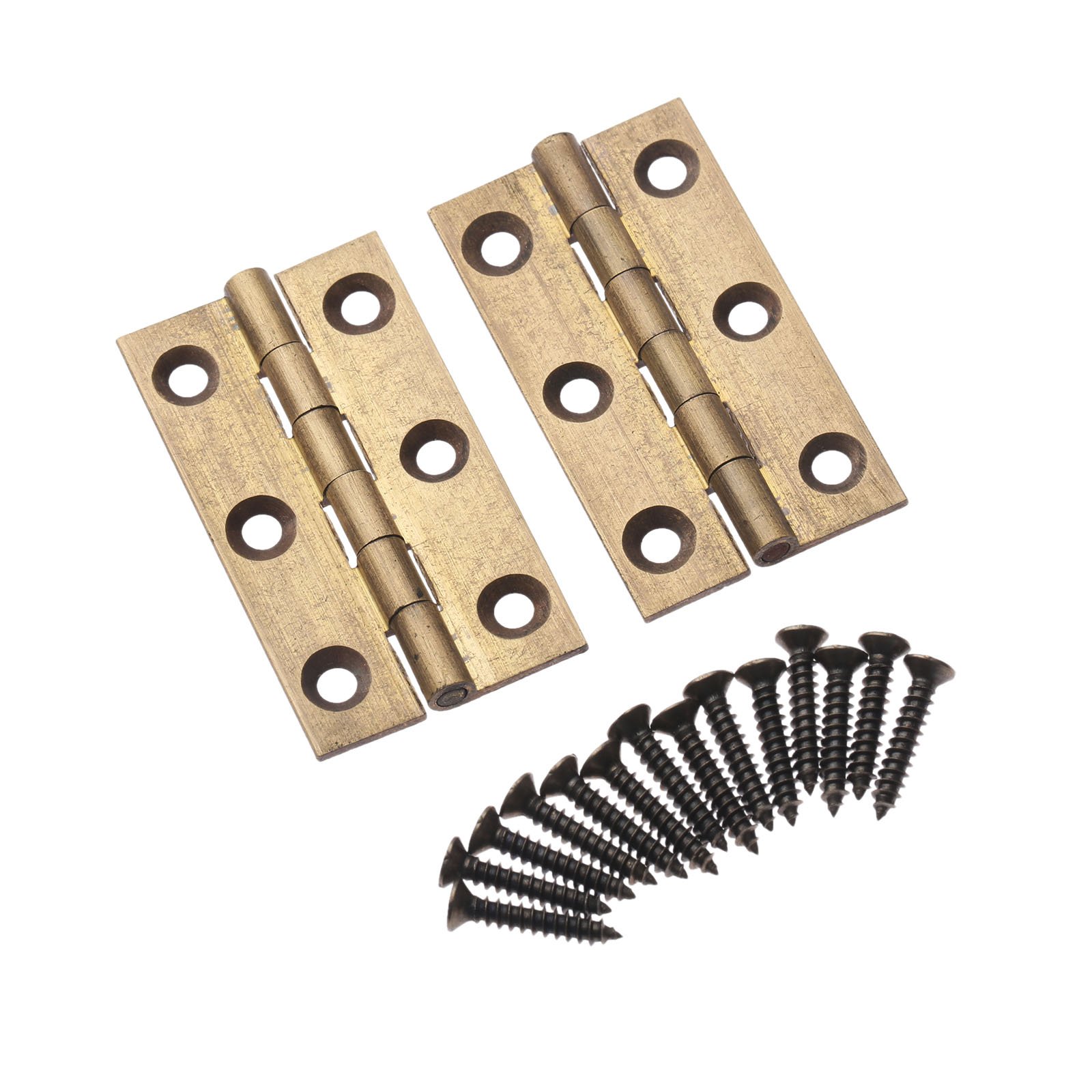 2pcs 1.97"x1.10" Hinges Brass Cupboard Cabinet Door Folding Butt Hinges Furniture Accessories, Antique Brass