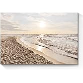SunFlax Ocean Sunset Canvas Wall Art: Tropical Sands Beach Artwork Nature Sea Waves Picture Contemporary Large Coastal Seaside Scenery Seascape Painting Prints for Bathroom Living Room Office